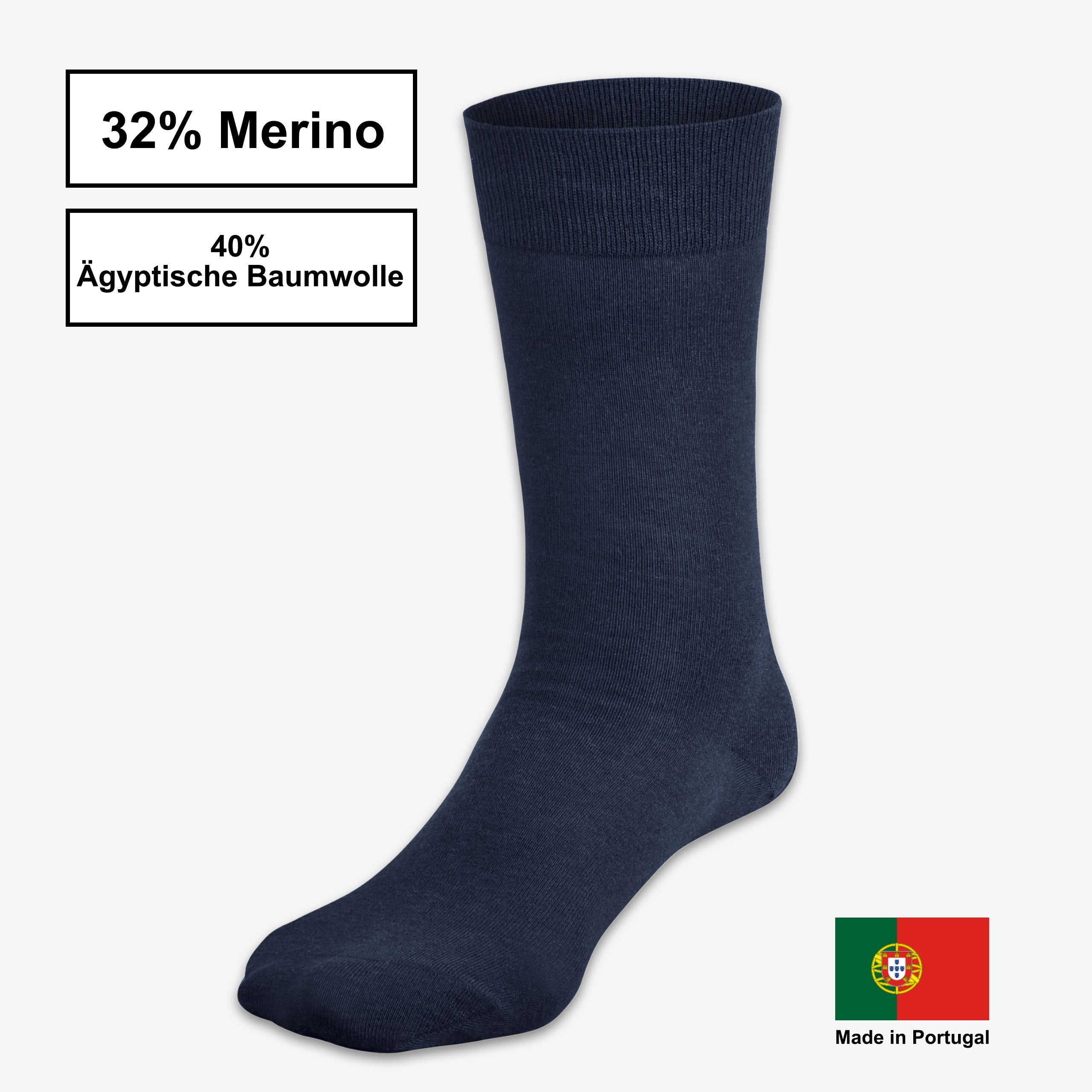 Merino Business Socken dunkelblau 3er Pack – Qualitätsarbeit Made in Portugal – WOOL ROCKERS