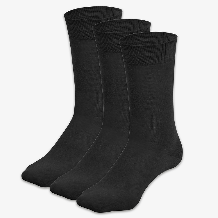Merino Business Socken schwarz 3er Pack – 32% Merinowolle & ägyptische Baumwolle – WOOL ROCKERS