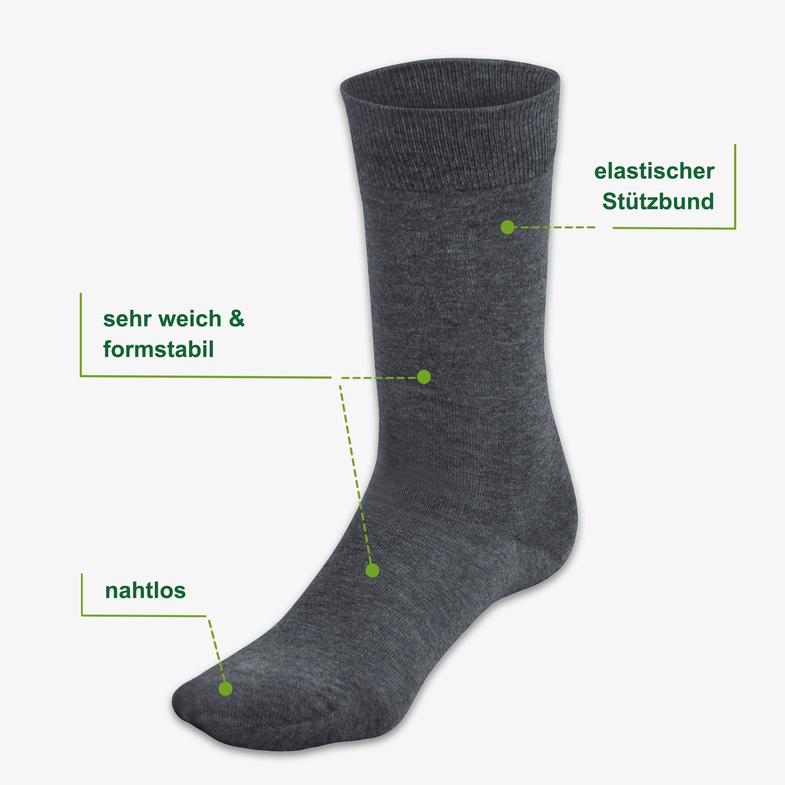 Merino Socken grau Eigenschaften: Merinowolle, ägyptische Baumwolle, nahtlose Zehenverarbeitung