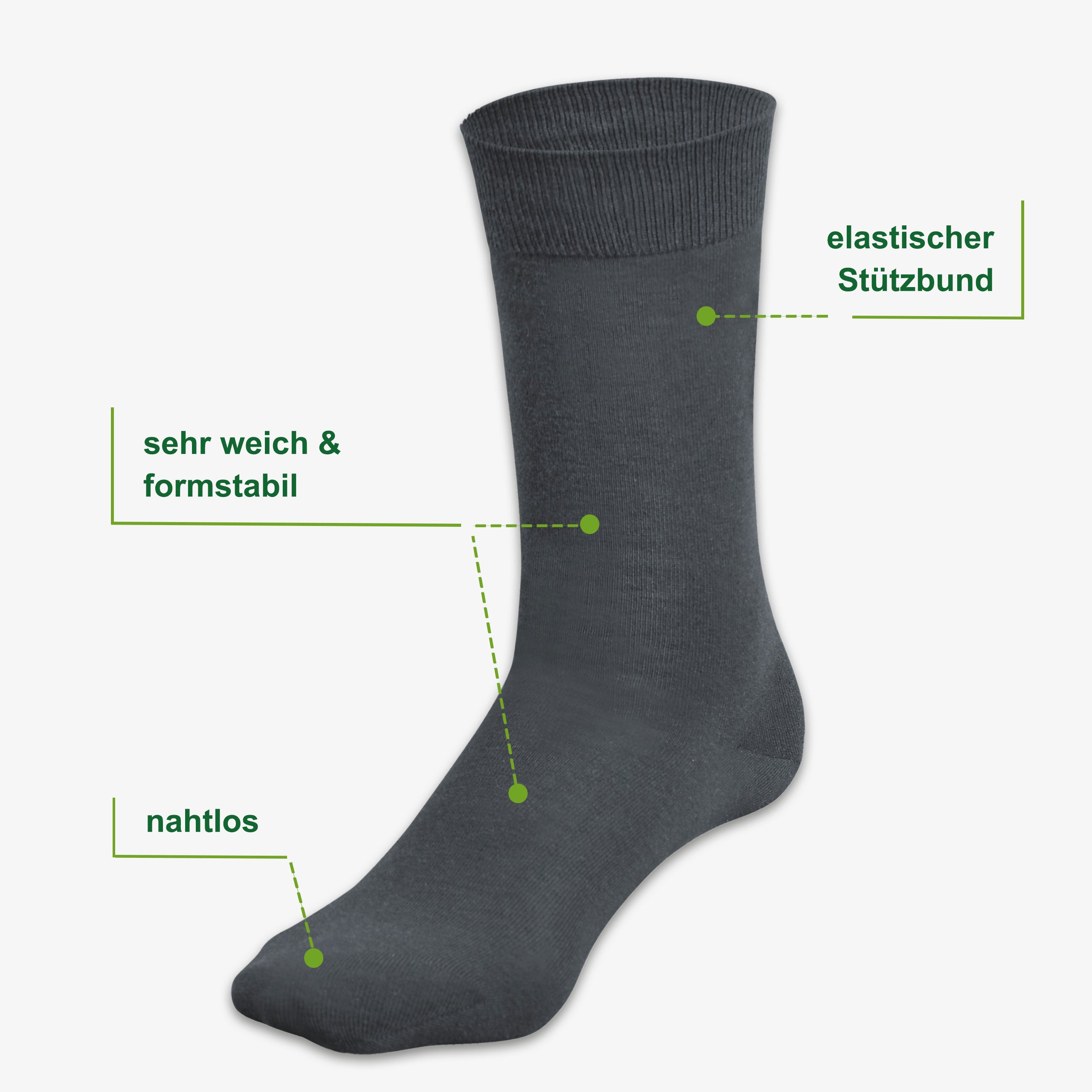Merino Business Socken Eigenschaften: Merinowolle, ägyptische Baumwolle, elastischer Stützbund