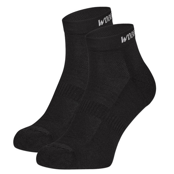 Merino Fahrradsocken schwarz 2er Pack – 33% Merinowolle & ägyptische Baumwolle – WOOL ROCKERS