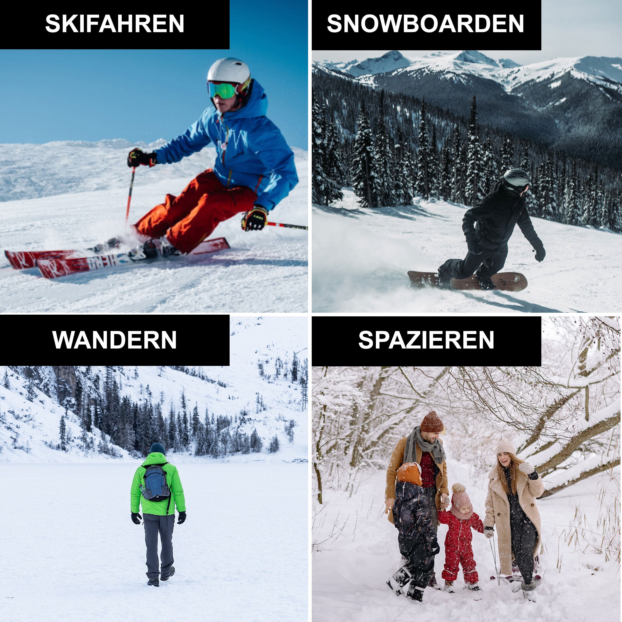 Merino Skisocken schwarz-rot-grau für Skifahren, Snowboarden und Outdoor – Wollsocken WOOL ROCKERS