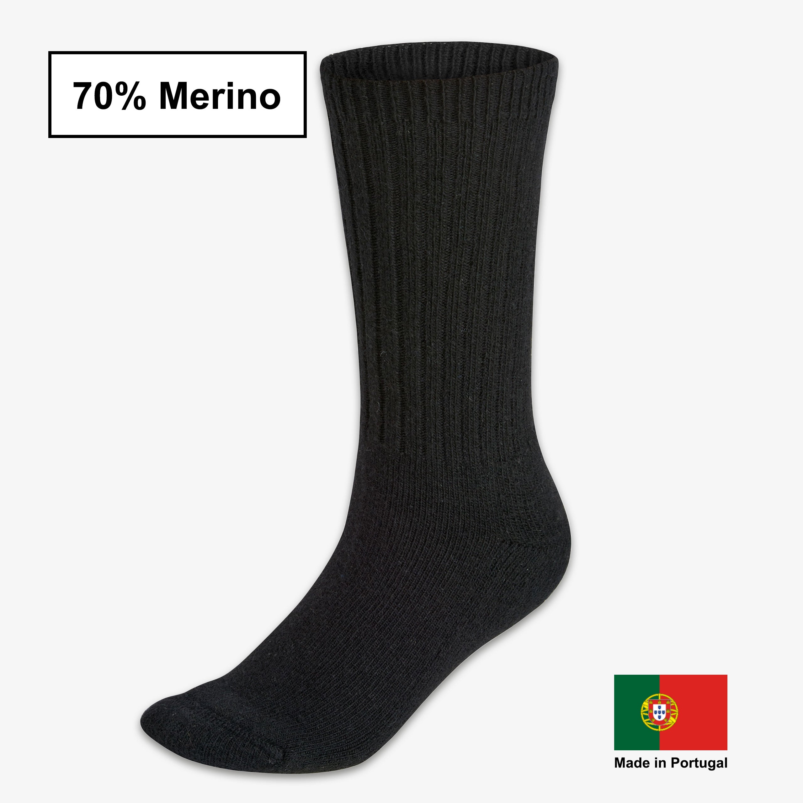WOOL ROCKERS Merino Wintersocken schwarz - Qualitätsmerkmale, hergestellt in Portugal