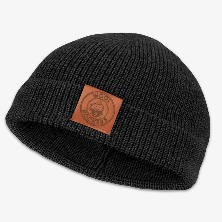 Merino Beanie Mütze schwarz – weiche Wollmütze thermoregulierend und geruchshemmend – WOOLROCKERS