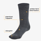 Merino Socken grau Vorteile: atmungsaktiv, antibakteriell, temperaturregulierend – WOOL ROCKERS