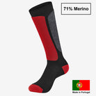 WOOL ROCKERS Merino Skisocken schwarz-rot-grau – Premium Qualität Made in Portugal