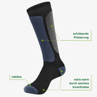 Merino Skisocken Eigenschaften: 71% Merinowolle, Innenfrottee, elastischer Bund – WOOL ROCKERS