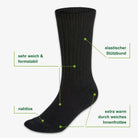 Merino Wintersocken schwarz Eigenschaften: 37% Merinowolle, Innenfrottee, nahtlose Zehenverarbeitung - WOOL ROCKERS