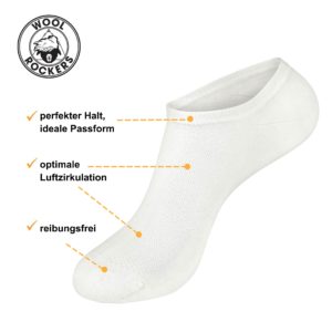 für Damen & Herren Füßlinge im 3er Pack Wool Rockers Merino-Sneaker-Socken atmungsaktive Merino-Sport-Socken für Freizeit & Alltag ideal 